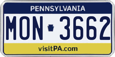 PA license plate MON3662