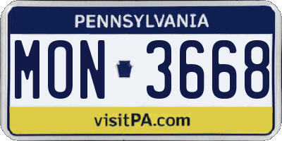 PA license plate MON3668