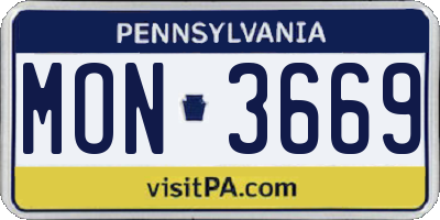 PA license plate MON3669
