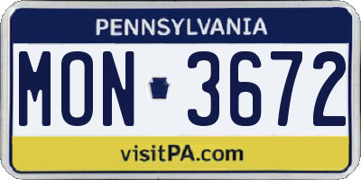 PA license plate MON3672