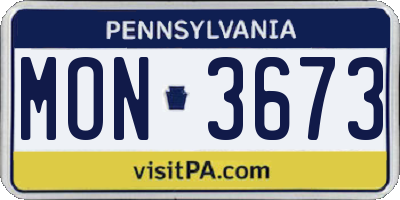 PA license plate MON3673