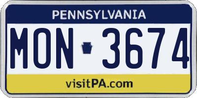 PA license plate MON3674