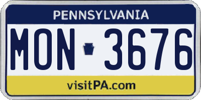 PA license plate MON3676
