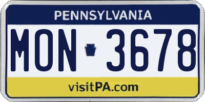 PA license plate MON3678