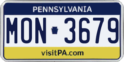 PA license plate MON3679