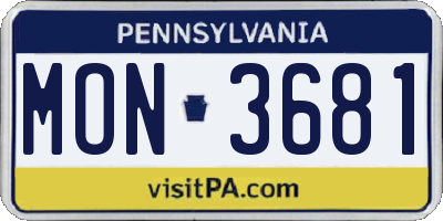 PA license plate MON3681