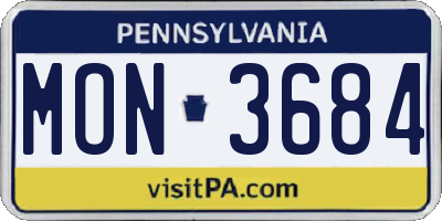 PA license plate MON3684