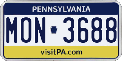PA license plate MON3688
