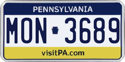 PA license plate MON3689