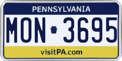 PA license plate MON3695