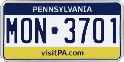 PA license plate MON3701
