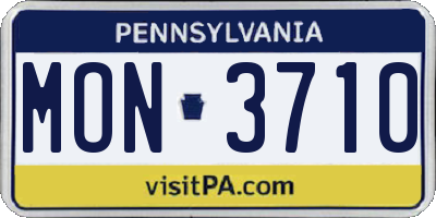 PA license plate MON3710