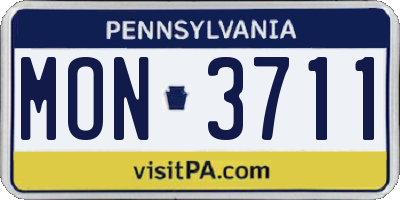 PA license plate MON3711