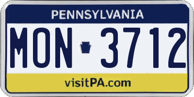 PA license plate MON3712