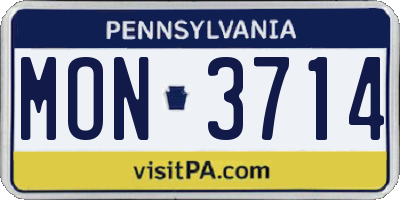 PA license plate MON3714