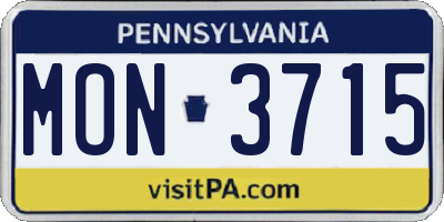 PA license plate MON3715