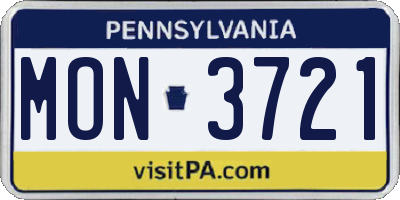 PA license plate MON3721