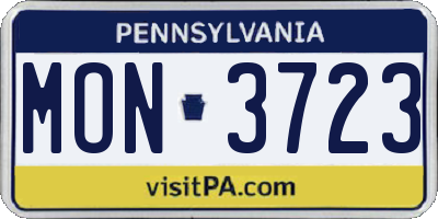 PA license plate MON3723