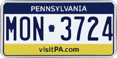 PA license plate MON3724