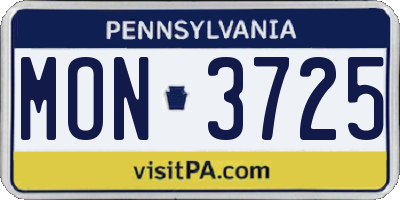 PA license plate MON3725