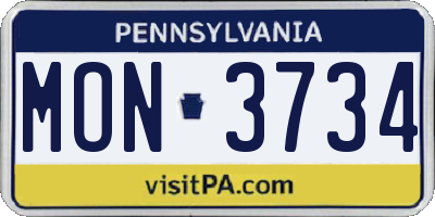 PA license plate MON3734