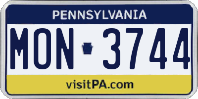 PA license plate MON3744