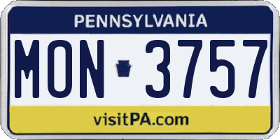 PA license plate MON3757