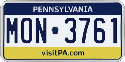 PA license plate MON3761