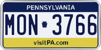 PA license plate MON3766