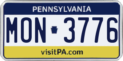PA license plate MON3776