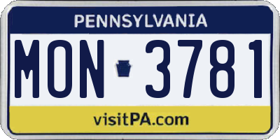 PA license plate MON3781