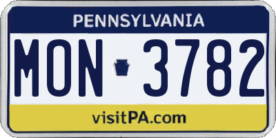 PA license plate MON3782
