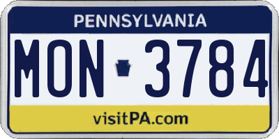 PA license plate MON3784