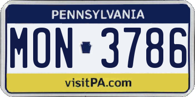PA license plate MON3786