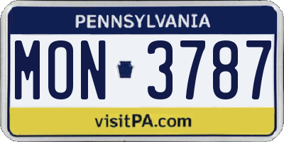 PA license plate MON3787
