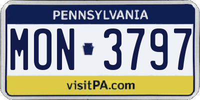 PA license plate MON3797