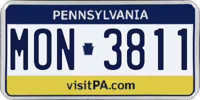 PA license plate MON3811