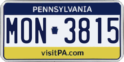 PA license plate MON3815