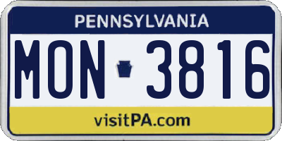 PA license plate MON3816