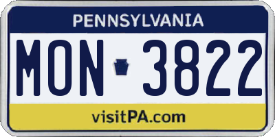 PA license plate MON3822