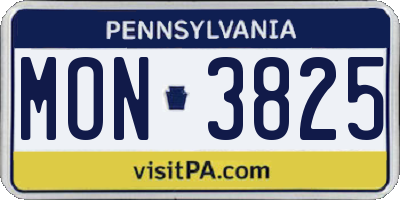 PA license plate MON3825
