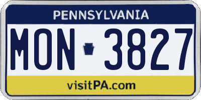 PA license plate MON3827