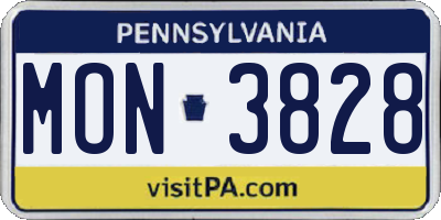 PA license plate MON3828