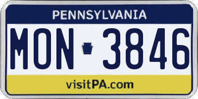 PA license plate MON3846