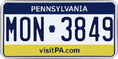 PA license plate MON3849