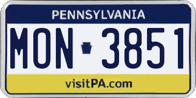 PA license plate MON3851