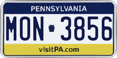 PA license plate MON3856