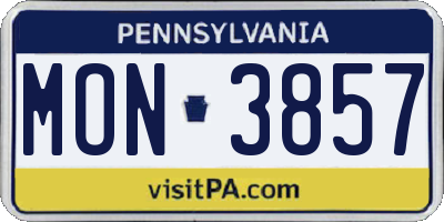PA license plate MON3857