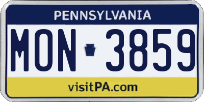 PA license plate MON3859