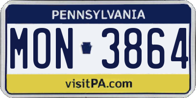 PA license plate MON3864